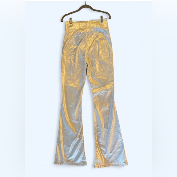 We The Free Jayde Metallic Flare Jeans Disco Ball Silver Size 29 - Picture 6 of 6